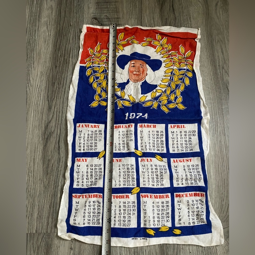 Vintage 1974 Quaker Oats Irish Linen Calendar - Picture 2 of 3
